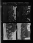 Fire; Wreck at Pure Gas station (4 Negatives) (November 8, 1957) [Sleeve 20, Folder b, Box 13]